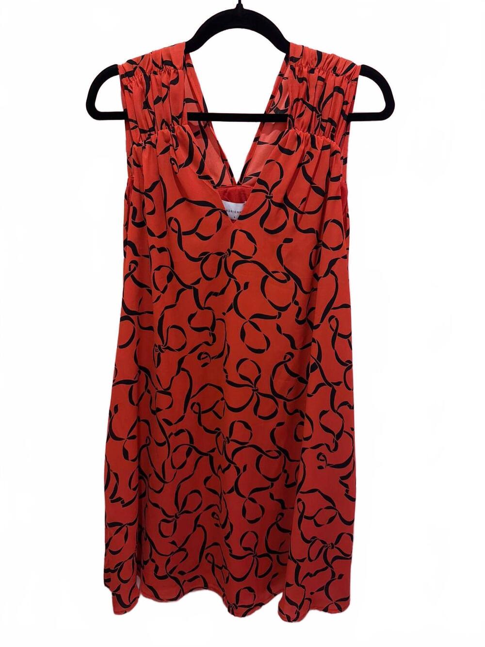 NEW ADRIENNE women's ruched strap dress in lipstick bows